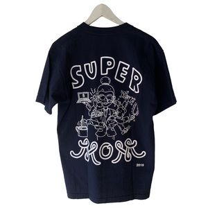 Super Mom T Shirt Navy Blue Women Size Medium Crew Neck 100% Cotton Made in USA